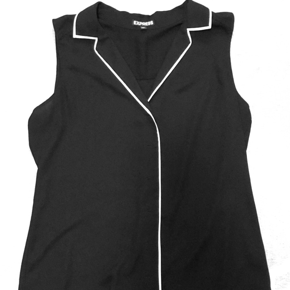 Sleeveless portofino express black button down
